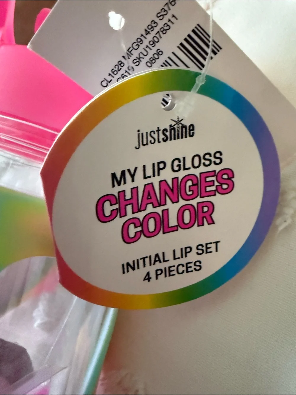 Justice Pink Lid Iridescent Sleeve Water Bottle with G Detail